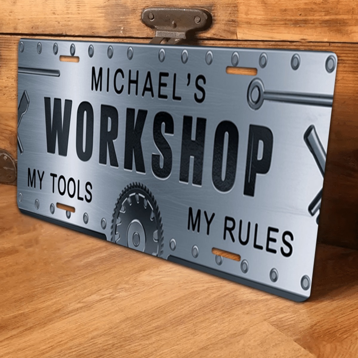 Tools Name In Workshop - Kişiselleştirilmiş İsim Atölyesi Alüminyum Tabela 6x12