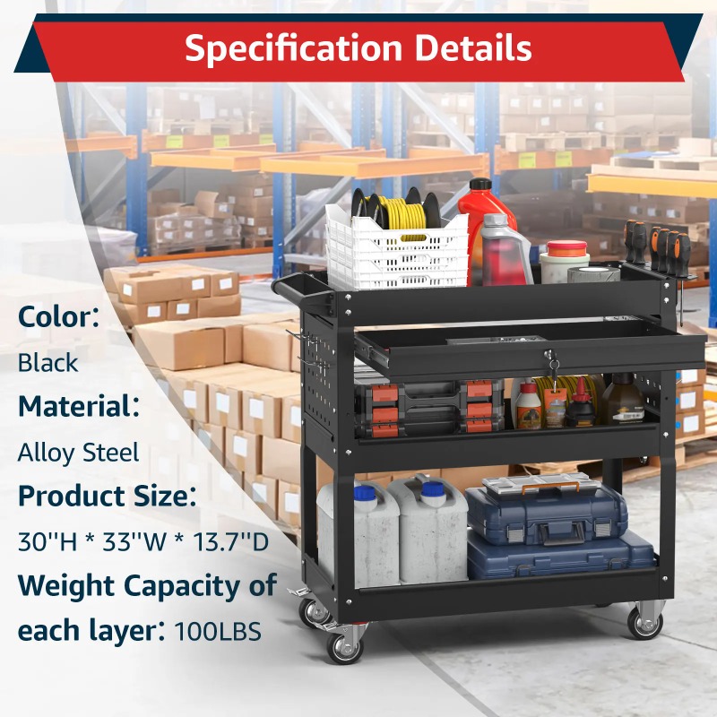 3 Katlı Tekerlekli Alet Arabas - Workshop Garage Tools Manufacturer incelemesi ve fiyatı